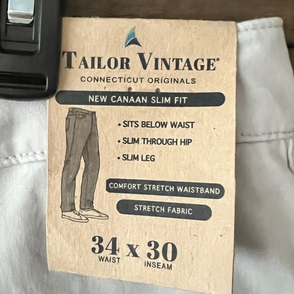 Tailor Vintage New Canaan Slim Fit Comfort Stretch Waist Pants Gray Sz 34x30 NWT - Picture 4 of 9